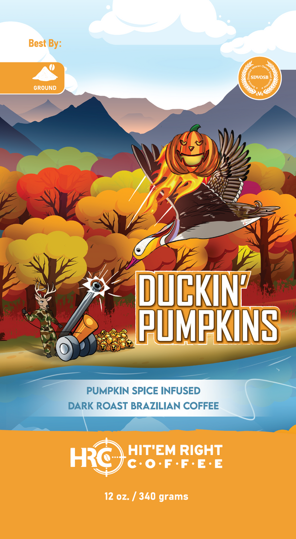 Duckin' Pumpkins - Pumpkin Spice Infused Dark Roast Brazilian Coffee (Ground & KCup)