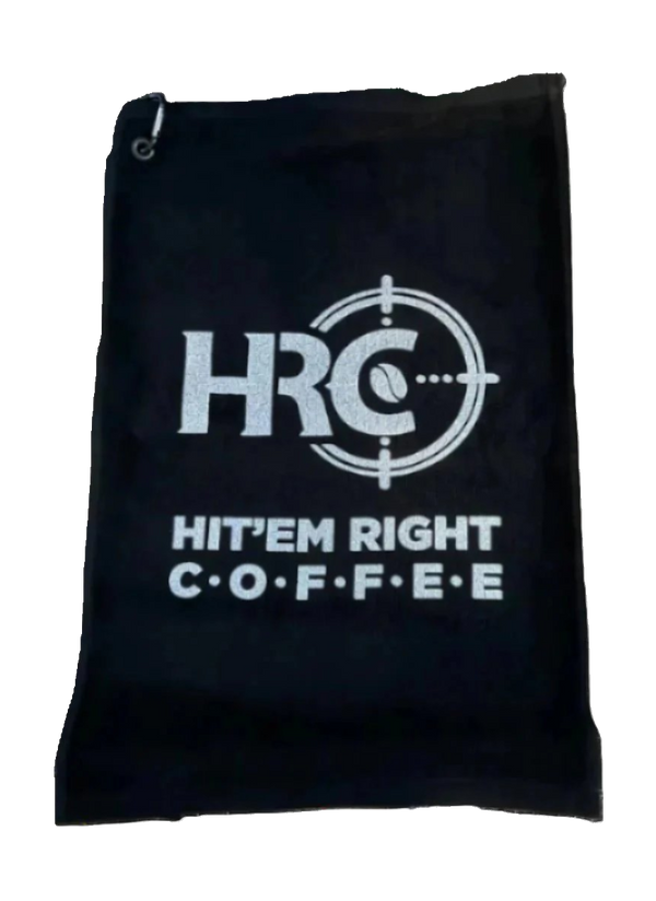 Hit'Em Right Coffee - Black & White - Golf Towel