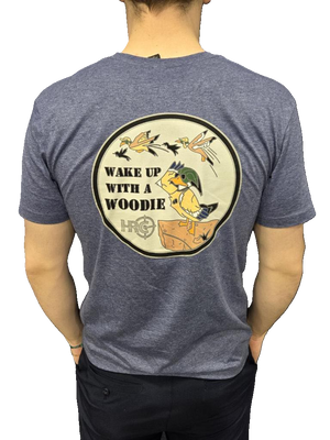 Wake Up With A Woodie - Orion Blue - Wood Duck Salute - T-Shirt