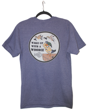 Wake Up With A Woodie - Orion Blue - Wood Duck Salute - T-Shirt